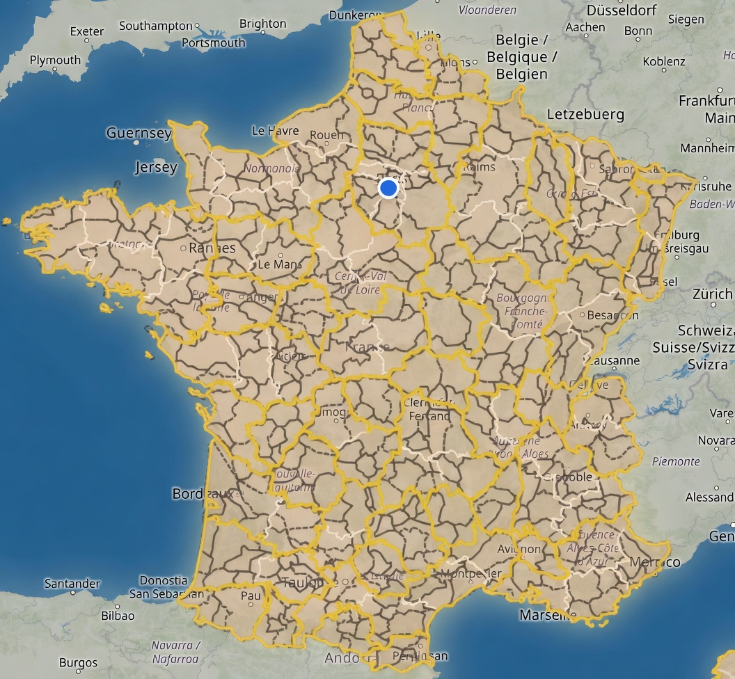 Carte des provinces historiques de France